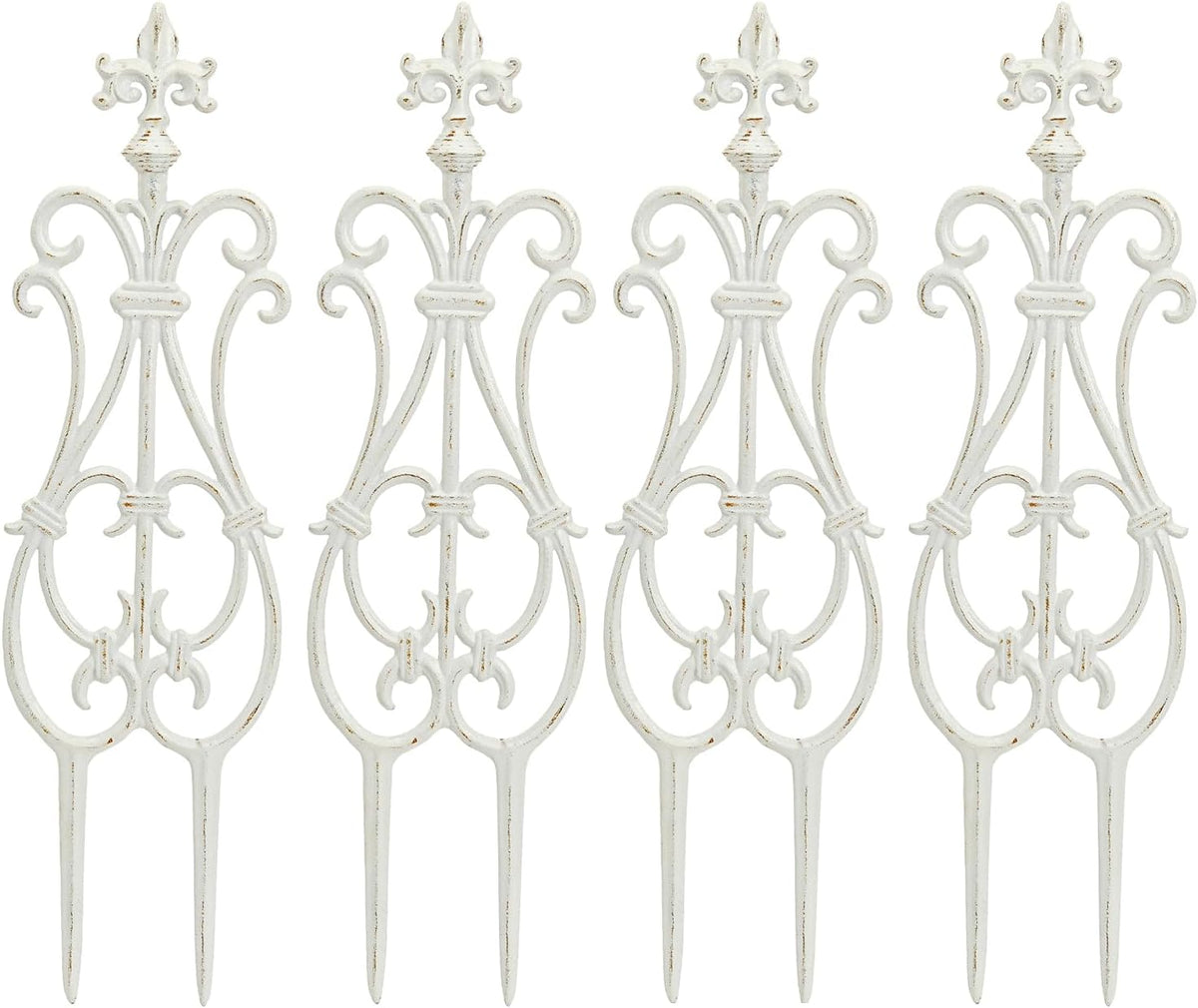Sungmor Decorative Cast Iron Flower Bed Fence, 28" Tall Vintage Garden Edging Border, 4 Pack Heavy