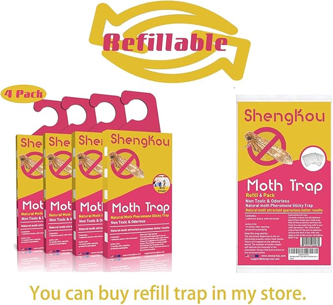 Effective and Refillable Dual Moth Pheromone Traps, Ultimate Solution to Clothes & Pantry Moth