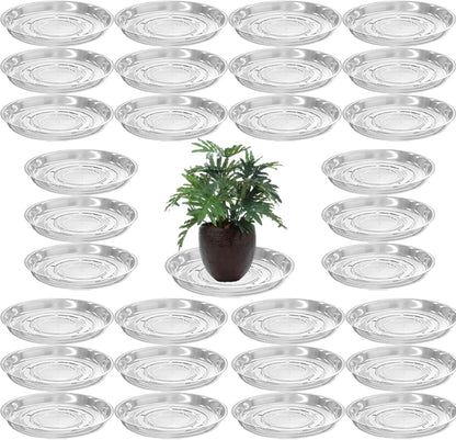 30 Packs 8" Clear Plant Saucers for Indoor Outdoor Use Heavy Duty Plastic Plant Trays for Planter