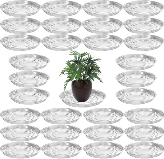 30 Packs 8" Clear Plant Saucers for Indoor Outdoor Use Heavy Duty Plastic Plant Trays for Planter