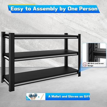 3-Tier Garage Shelving Heavy Duty，48" W Metal Shelving Unit for Garage, 1650 lbs Load Capacity