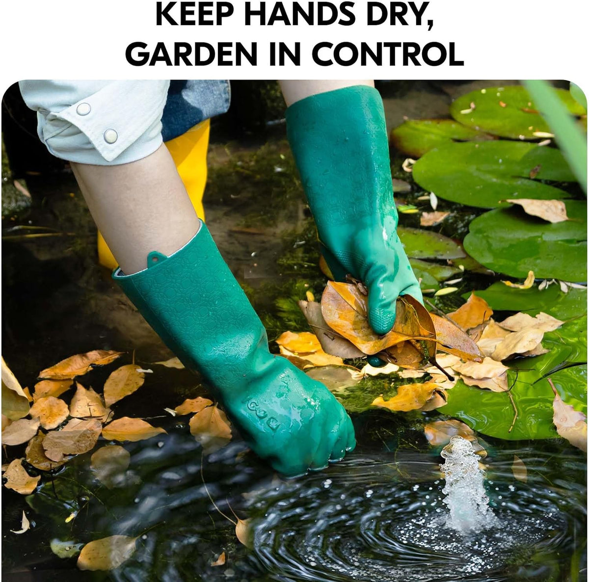 Vgo... Extra Long Gardening Gloves,Double-layer,Waterproof,Slip-Resistant,Chemical-Resistant Glove