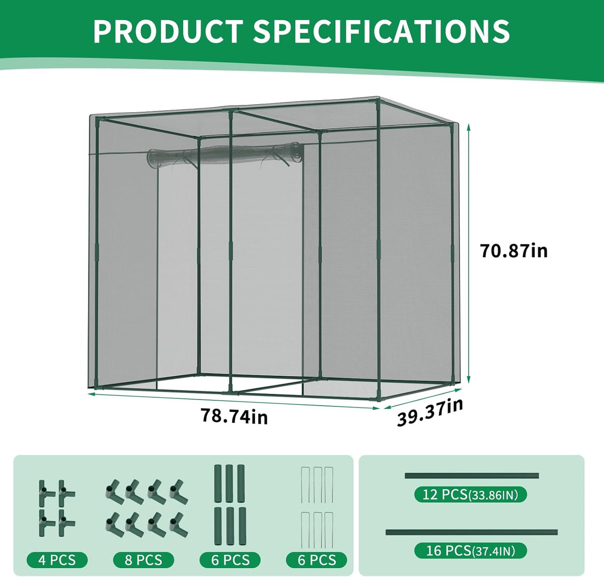 SUNYRISY Garden Plant Netting Crop Cage for Garden Raised Bed, 6.5 x 3.3 x 6 Ft Plant Cover Cage