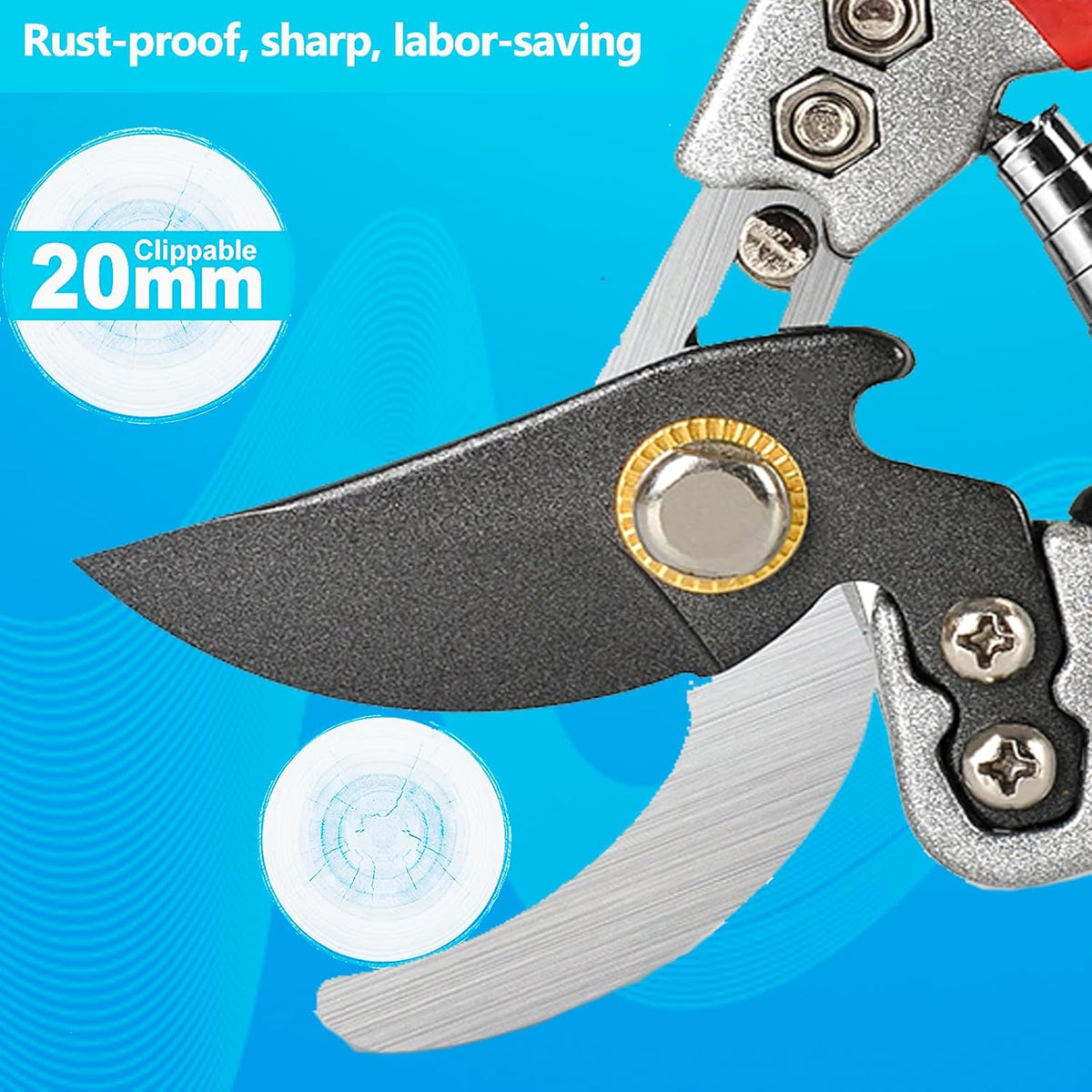 Ultra Sharp Germany Titanium Steel Pruning Shears - Cuts 3X Easier, Weak Hand Arthritis Snips