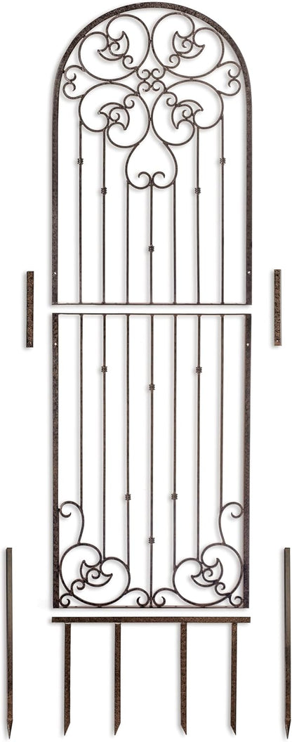 H Potter 8 Foot Tall Garden Trellis Wrought Iron Heavy Scroll Metal Decoration Lawn Patio and Wall