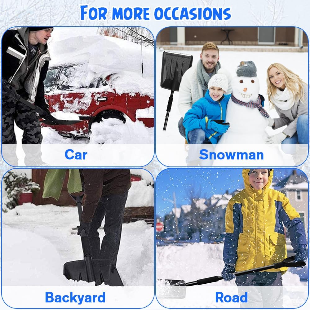 Snow Square Shovel, Shovels for Digging with D-Handle, Overall 41-Inch Long Garden Shovel for Car