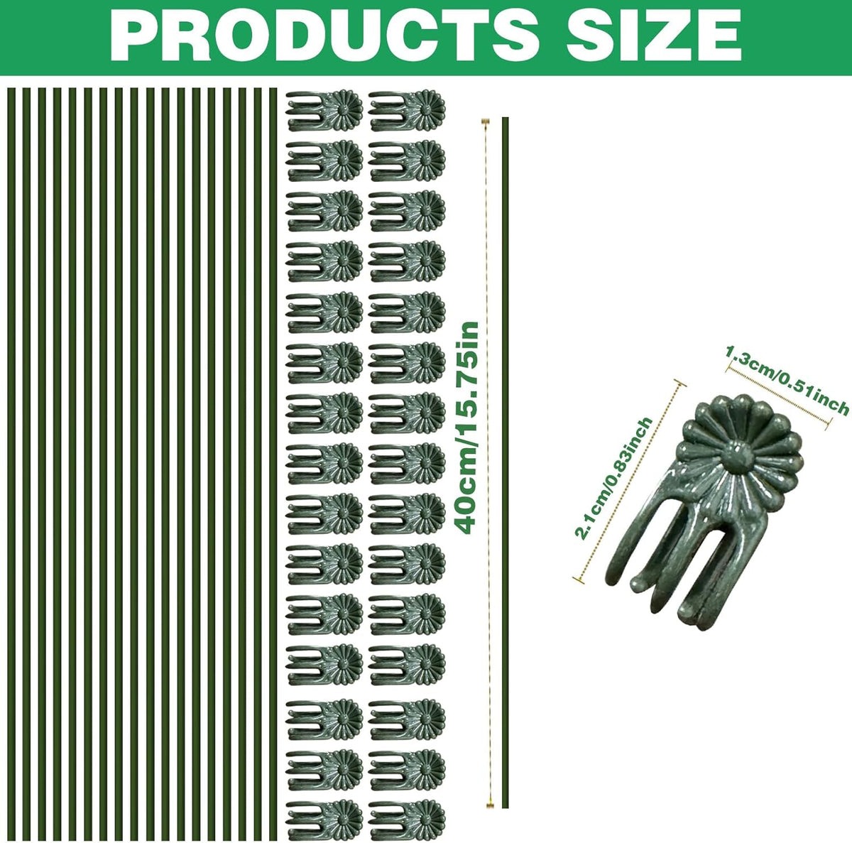 50Pcs Plant Stake Clip Set Green, Plant Sticks Supplies Support Tall, Useful Support Clips, Fine