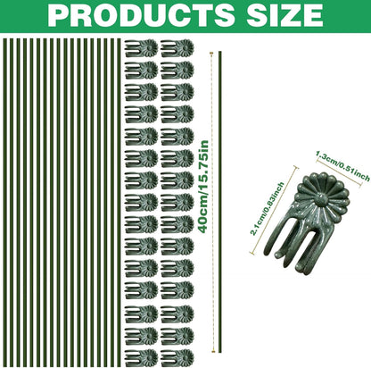 50Pcs Plant Stake Clip Set Green, Plant Sticks Supplies Support Tall, Useful Support Clips, Fine