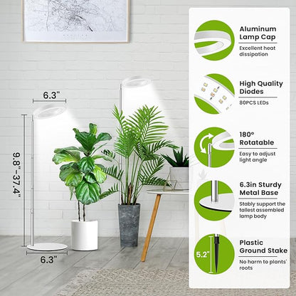 Grow Lights for Indoor Plants Full Spectrum, 80 LEDs Plant Light for Indoor Growing with 2 Mounting