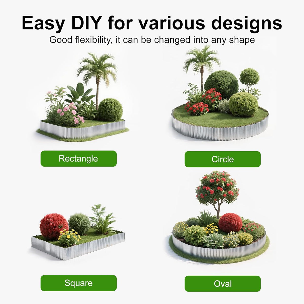 Corrugated Metal Garden Edging 6" x 50Ft, Sturdy Lawn Edging Border, Landscape Edging Border for