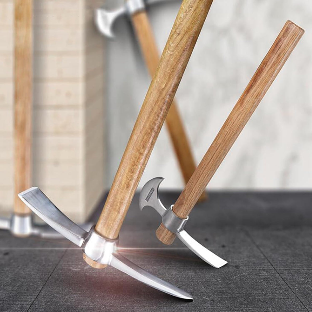Gardening Pick Axes, 2 in 1 Multifunctional Mattock Pickaxe, Stainless Steel Double Headed Pickaxe