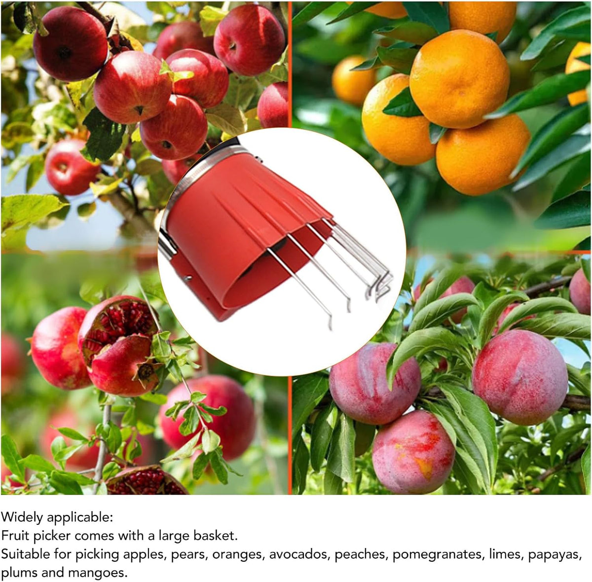 lyrlody Fruit Picker Pole Tool with Basket Telescoping Long Handle, 13FT Adjustable Orange Picker