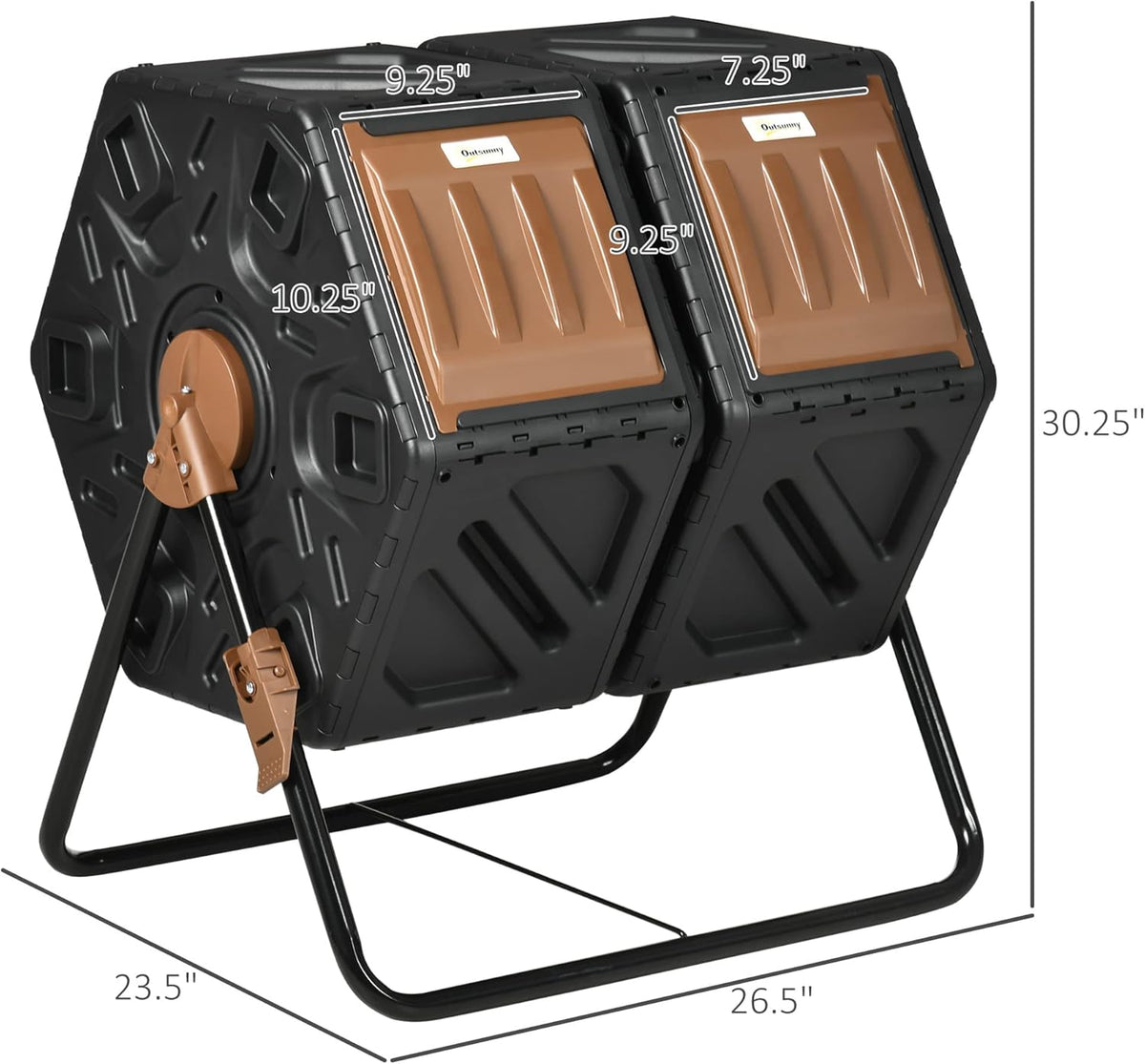 Compost Bin Outdoor, 43 Gallon Dual Chamber Tumbling Composting with Sliding Doors, Large Compost