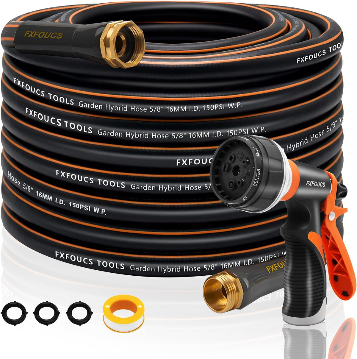 Heavy Duty Garden Hose – 5/8 Inch Flexible, Lightweight Hybrid Hose with 600 PSI Burst Pressure