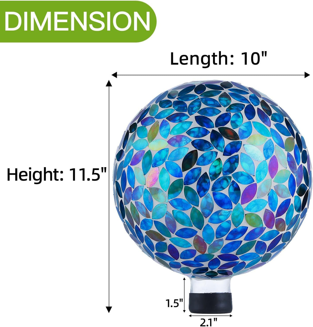 VOREEN 10-Inch Gazing Ball Glass Mosaic Gazing Globe, Handmade Outdoor Reflective Ball Yard