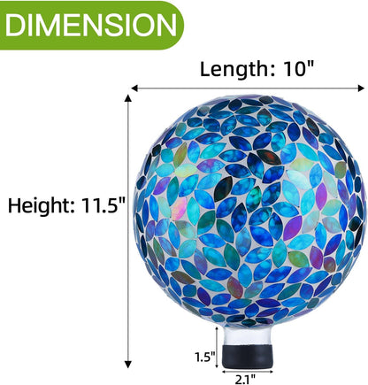 VOREEN 10-Inch Gazing Ball Glass Mosaic Gazing Globe, Handmade Outdoor Reflective Ball Yard