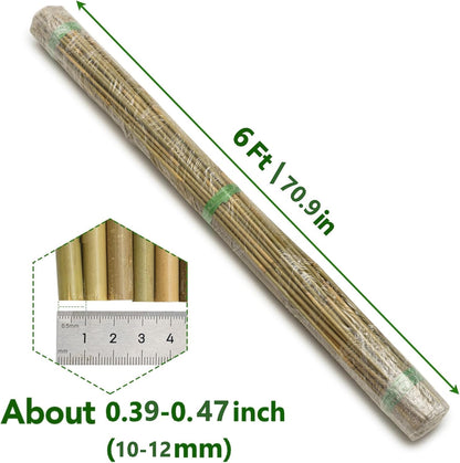 60 Pcs Bamboo Stakes, 6 Feet Natural Bamboo Garden Stakes for Plant, Garden Bamboo Plant Sticks for