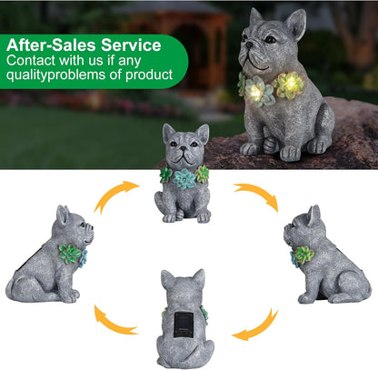 Solar Garden Statues Dog with Succulent and LED Lights Birthday Gifts for Women Mom Grandma Solar