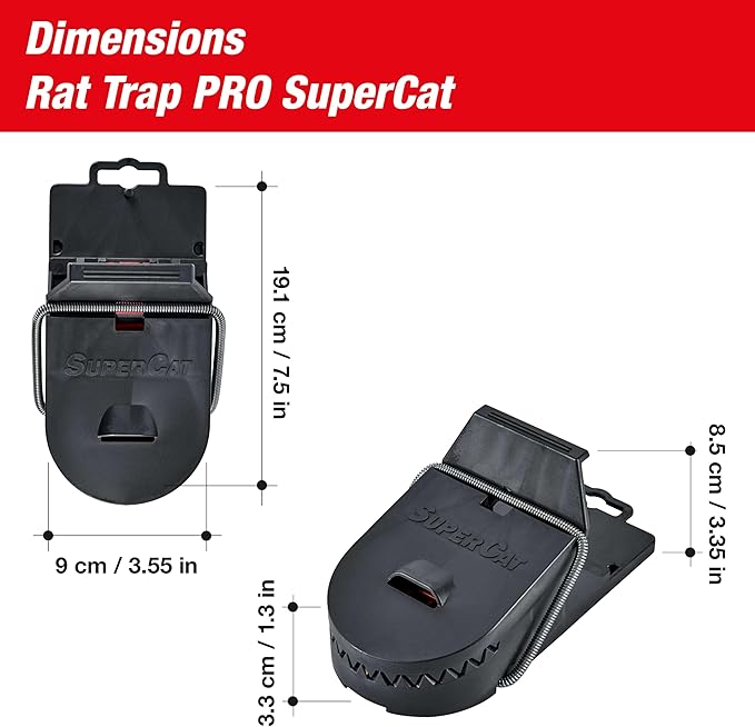 SWISSINNO Rat Trap PRO SuperCat - Reusable, Reliable and Effective - Powerful snap Trap for Rat