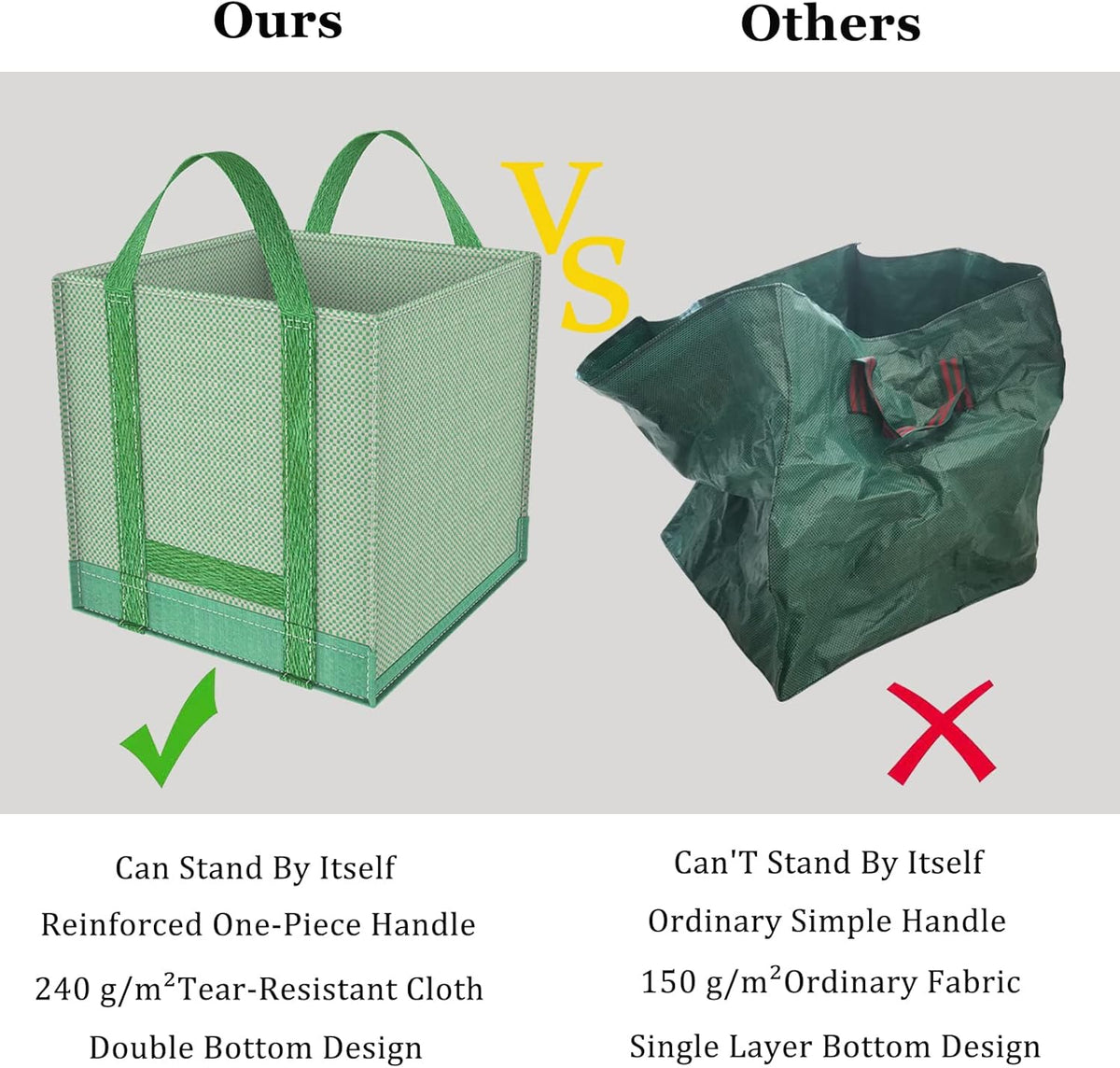 Reusable Yard Waste Bags/Lawn Bags/Leaf Bags, Collapsible Garden Bag, Pop Up Garden Bag, Heavy Duty