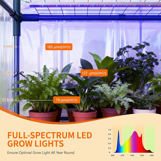 Indoor Greenhouse with Grow Light, 4-Tier Mini Greenhouse 56.3"x28.7"x76.8" Small Greenhouse with