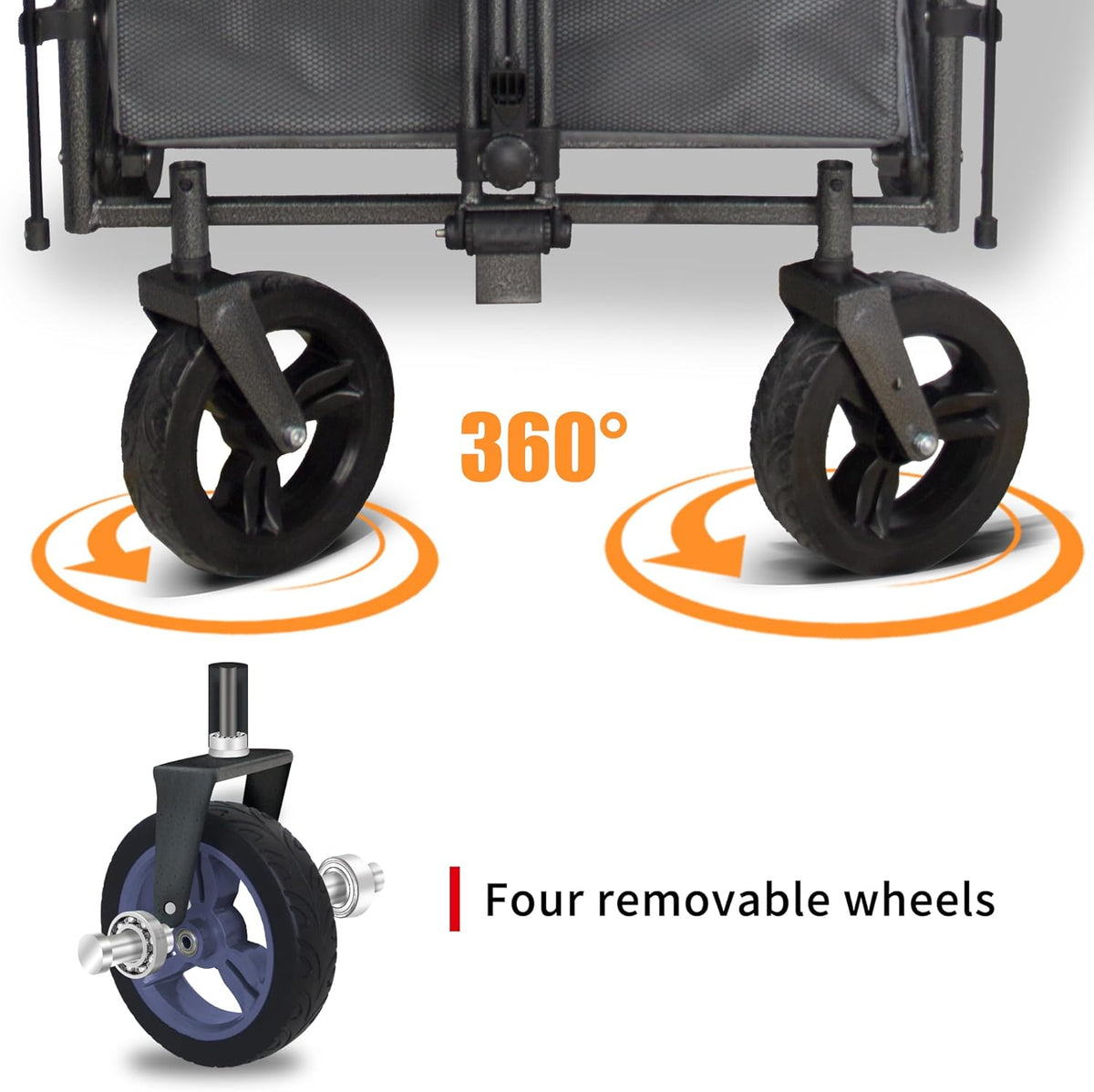 Collapsible Foldable Wagon Cart with Quick-Release Wheels & 2 Seats - Heavy-Duty Utility Wagon