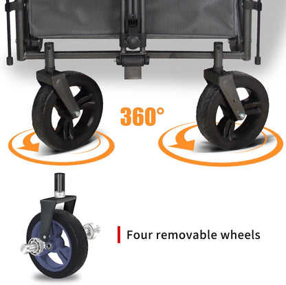 Collapsible Foldable Wagon Cart with Quick-Release Wheels & 2 Seats - Heavy-Duty Utility Wagon