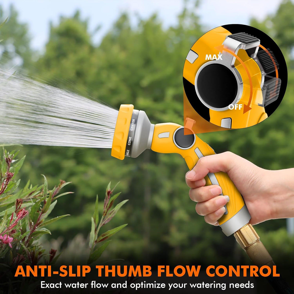 RESTMO Hose Nozzle Heavy Duty, Metal Water Hose Sprayer for Garden, 9 Spray Patterns | High