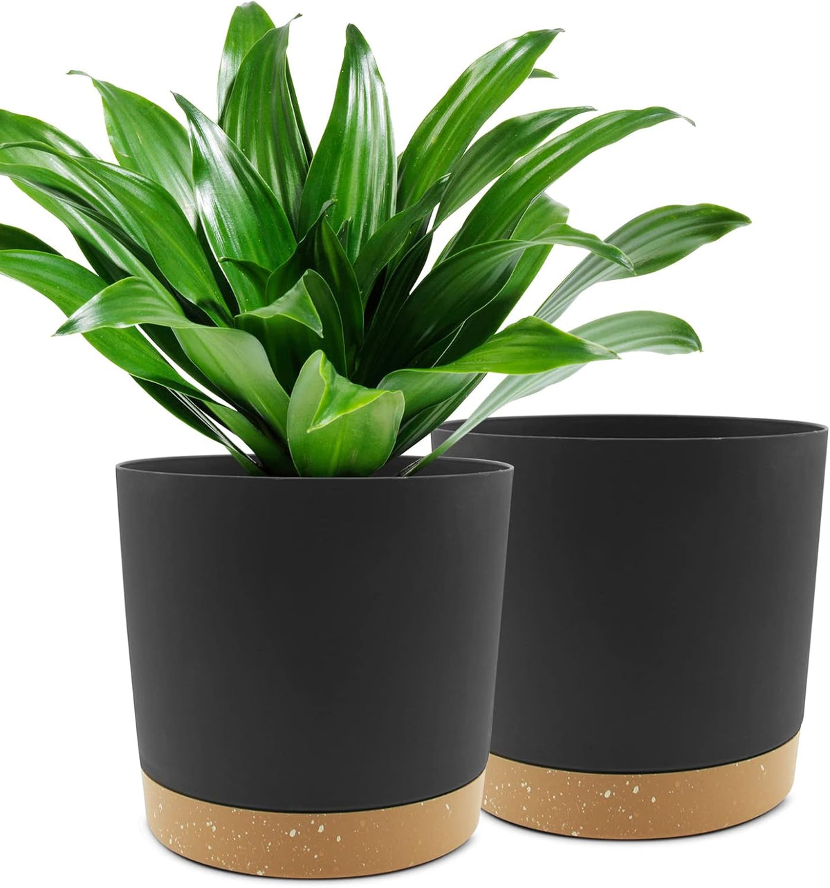 QCQHDU 10 inch Plant Pot, 2 Pack Planters for Indoor Plants with Drainage Holes & Saucer, Outdoor