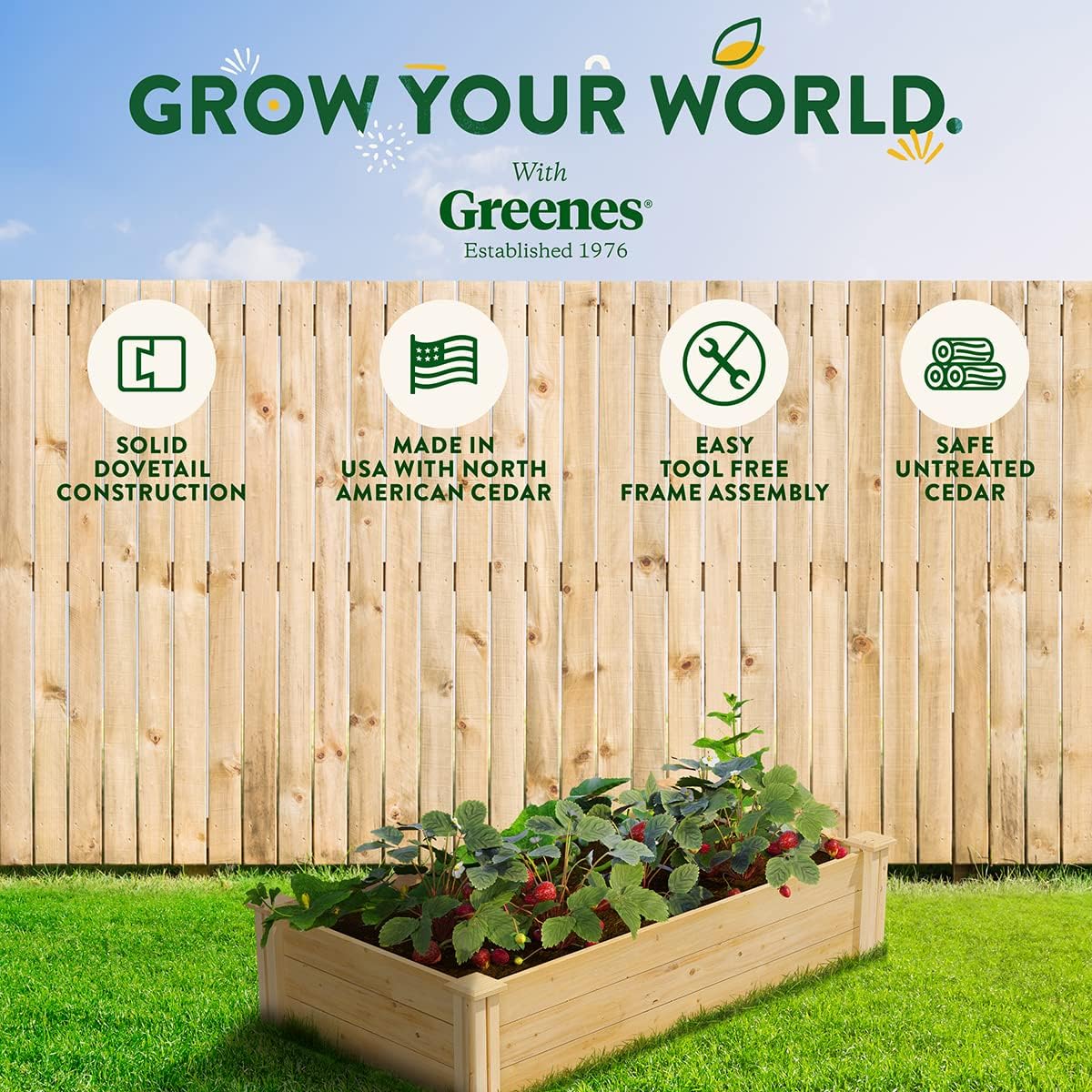 Greenes Fence Original Cedar Raised Garden Bed, 2' x 4' x 10.5" (3-Pack) - Made in USA with North