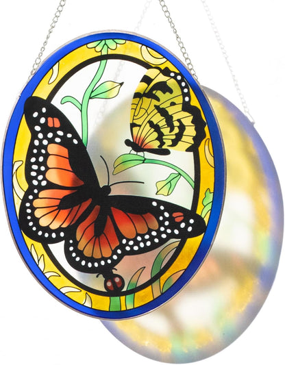 Monarch Butterfly Stained Glass Window Hanging, Butterfly Decorations Gift for Women, Stained Glass