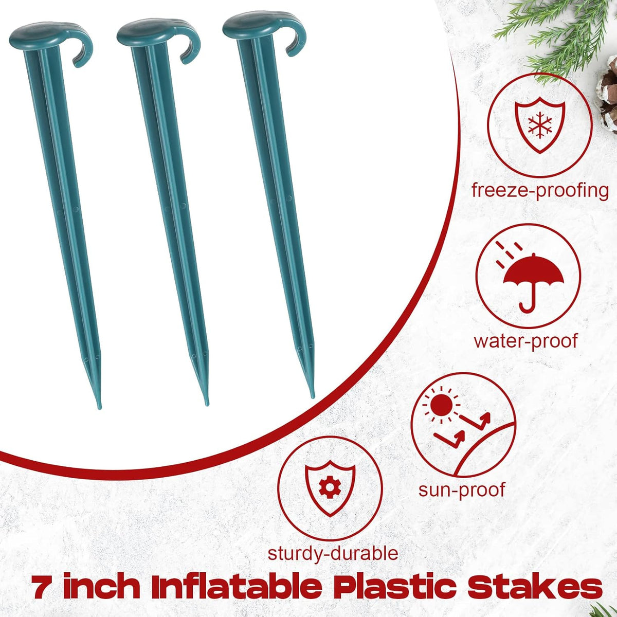 Vicenpal 100 Pcs 7 Inch Plastic Yard Stakes Inflatables Heavy Duty Plastic Garden Stakes for Tent