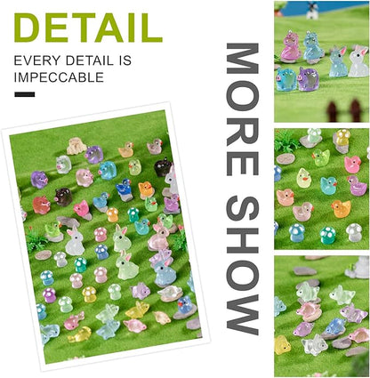 140Pcs Glow-in-The-Dark Mini Resin Animal Figurines Miniature Figures Glowing in The Dark Garden