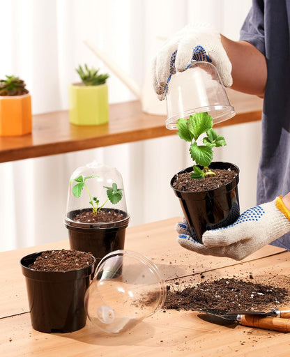 homenote Nursery Pots for Plants,3 Inch Plant Pot for Planting with Humidity Domes Plastic Seedling