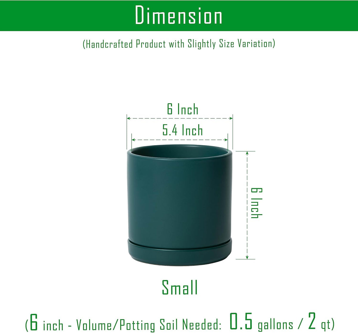 D'vine Dev Set of 2 Plants Pots, 6 Inch Ceramic Planter Pot for Plants with Drainage Hole and