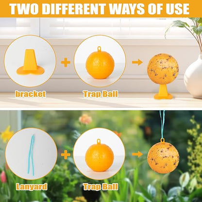 6 PCS Fly Trap Indoor Fly Sticky Ball, Hanging Fly Trap Outdoor Bug Gnat Trap Ball, Bug Catcher