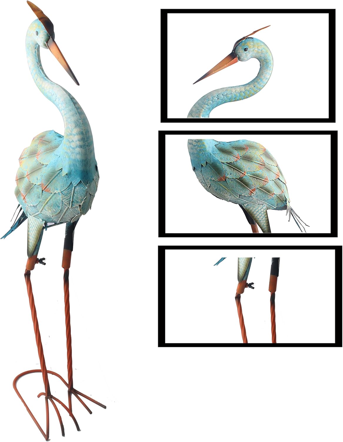 Garden Decor Blue Heron Yard Art Decor Large Metal Cranes Statues for Outdoor Indoor Decorations