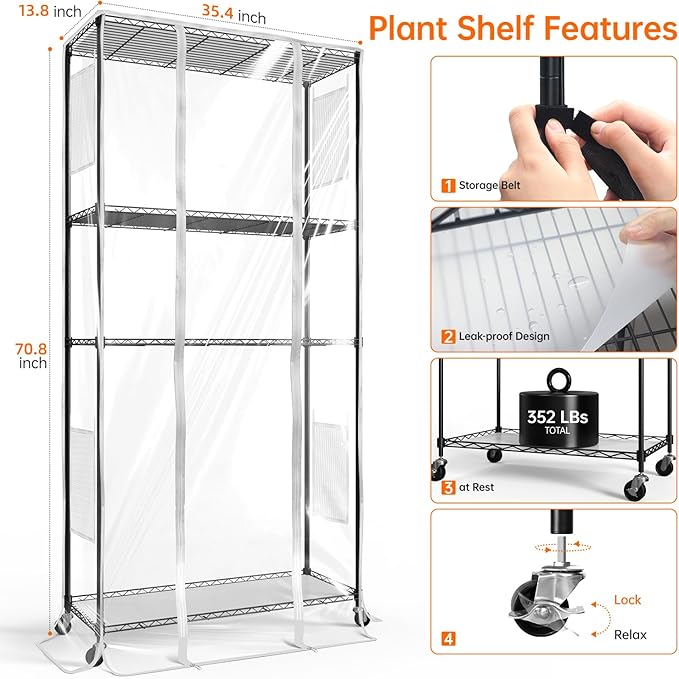 Bstrip Indoor Greenhouse with Grow Light, Tall Green House with 6 Pack T5 Full Spectrum Plant