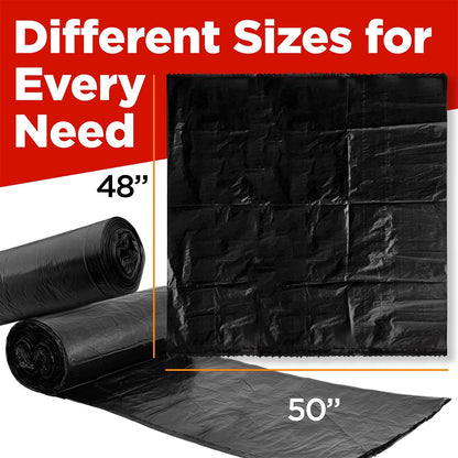 ToughBag 64-65 Gallon Trash Bags Heavy Duty, 50 x 48” Large Black Garbage Bags (50 Count) - Made In