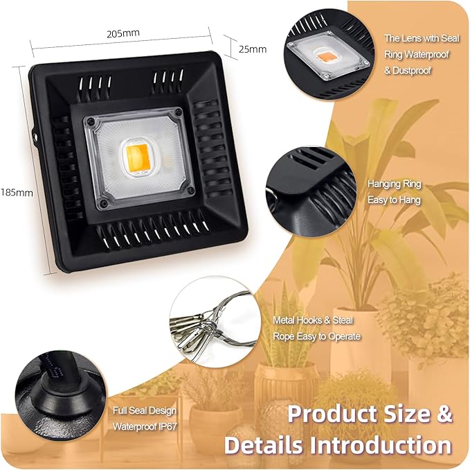 CANAGROW Waterproof Plant Light, Outdoor Grow Light, Sunlike Full Spectrum LED Grow Lamp, Refugium