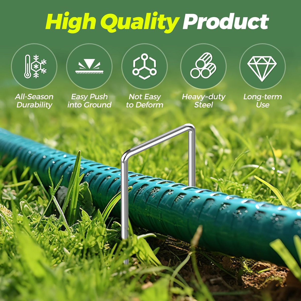 25 Pack Garden Staples,6 Inch 11 Gauge Galvanized U-Shaped Garden Stakes,Heavy-Duty Ground Yard