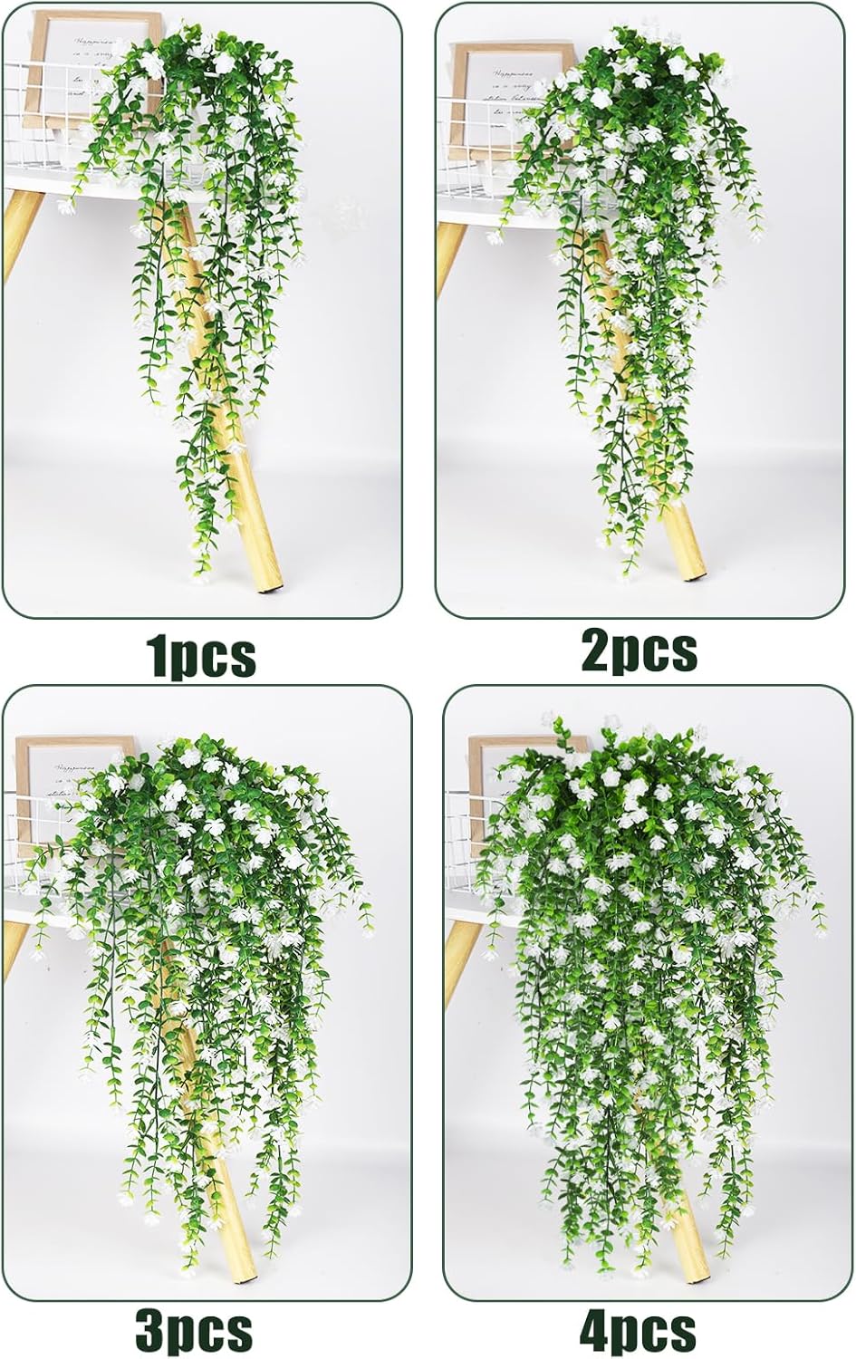 SJL 4pcs Fake Hanging Plants Realistic Artificial Outdoor Flowers Hanging Greenery Artificial Ivy