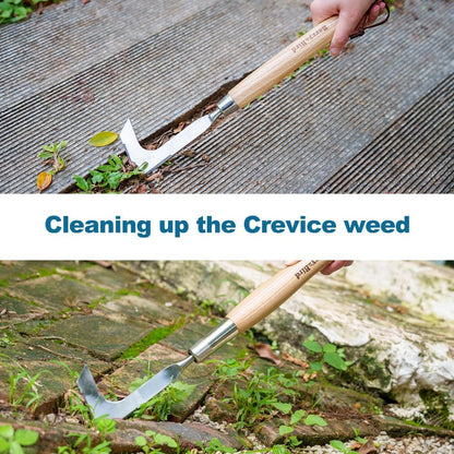Berry&Bird 15.2'' Crack Weeder Crevice Weeding Tool with Ashwood Handle, Manual Weed Puller for