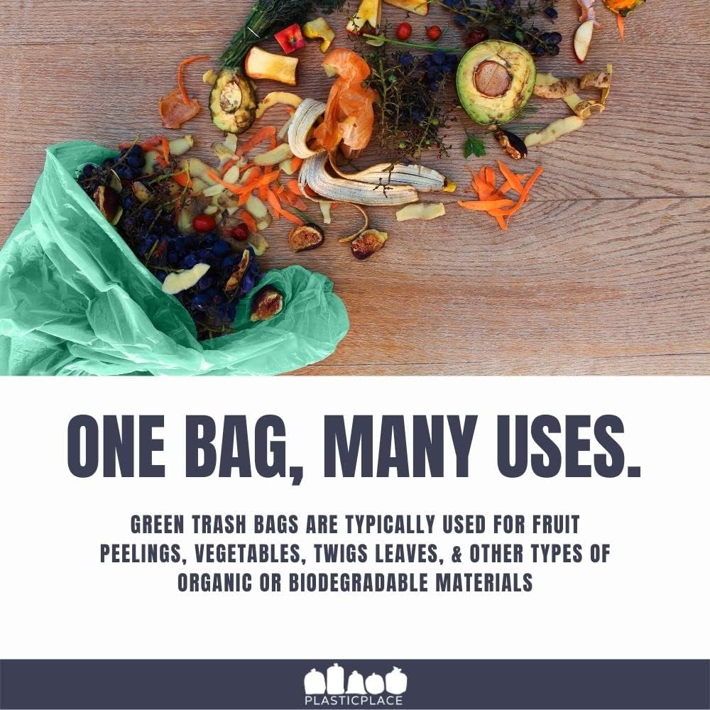 Plasticplace 64-65 Gallon Trash Can Liners for Toter │ 1.5 Mil │ Green Heavy Duty Garbage Bags │
