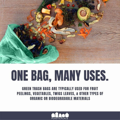 Plasticplace 64-65 Gallon Trash Can Liners for Toter │ 1.5 Mil │ Green Heavy Duty Garbage Bags │