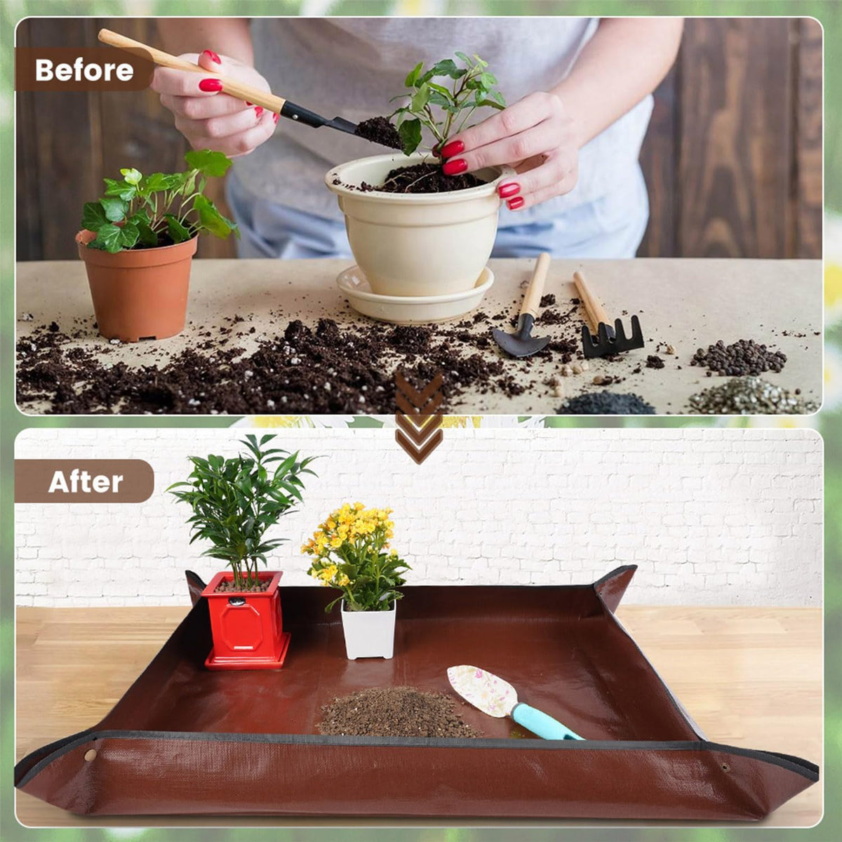 39.5" X 31.5" Large Repotting Mat for Indoor Plants Transplanting and Dirt Control - Portable