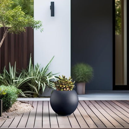 Kante Round Concrete Flower Pot, 11 Inch Dia (7.9" Opening) Sphere Shape Design Planter with