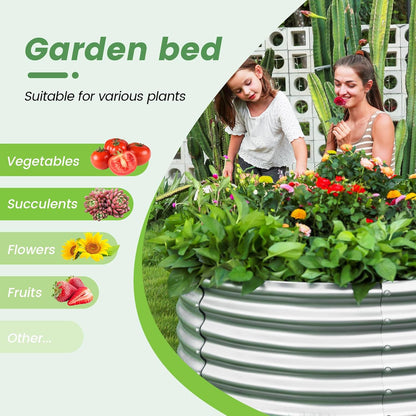 Land Guard 4×4×3ft Galvanized Raised Garden Bed Kit, Round Galvanized Planter Raised Garden Boxes