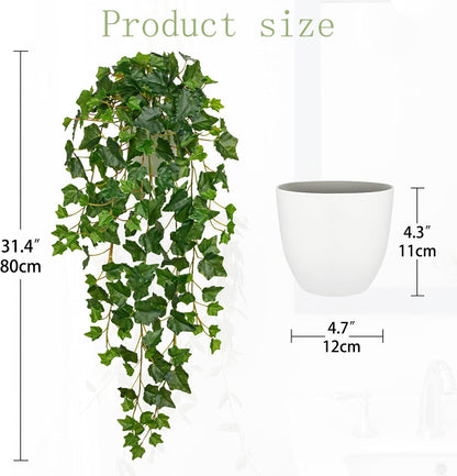 Hollyone Artificial Hanging Plants Potted 31.4" Fake Ivy Vine Faux Ivy Leaves Hanging Greenery