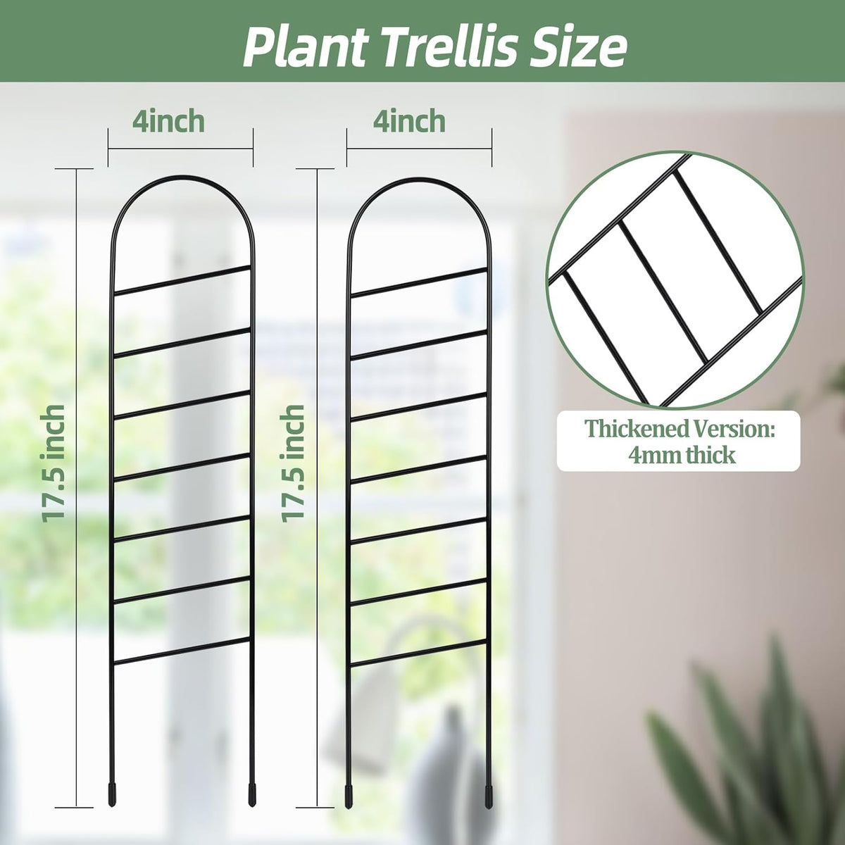17.5 Inch Indoor Plant Trellis for Climbing Plants, Small Metal Garden Trellis for Potted